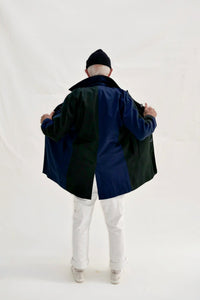 Black & Navy Raglan Coat