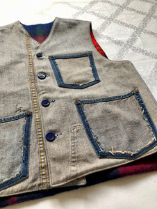 Wool Check Reversible Vest