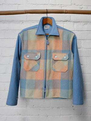 Two Tone Zip Front Wool Shirt