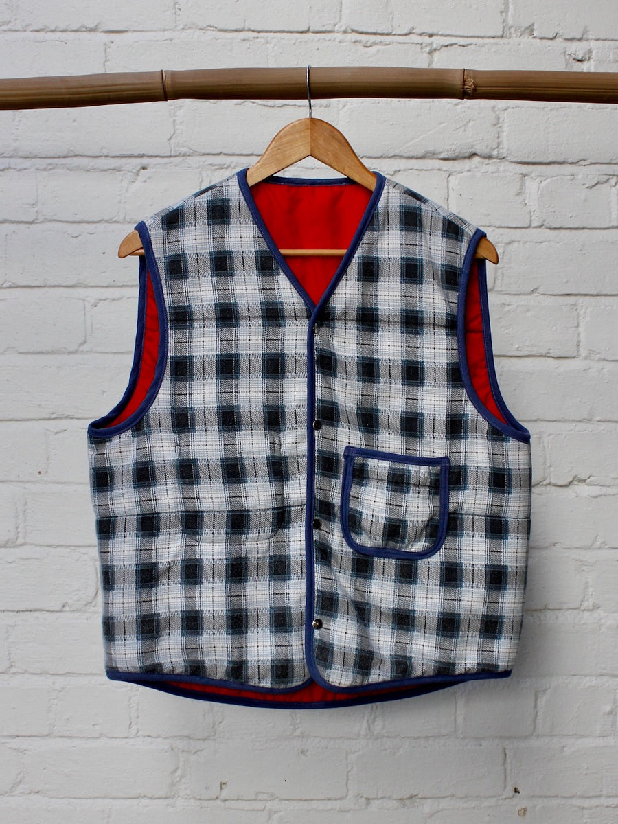 Quilted Plaid Reversible Vest